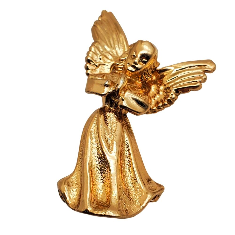 Napier Angel Brooch Gold Tone Small Pin Vintage Signed